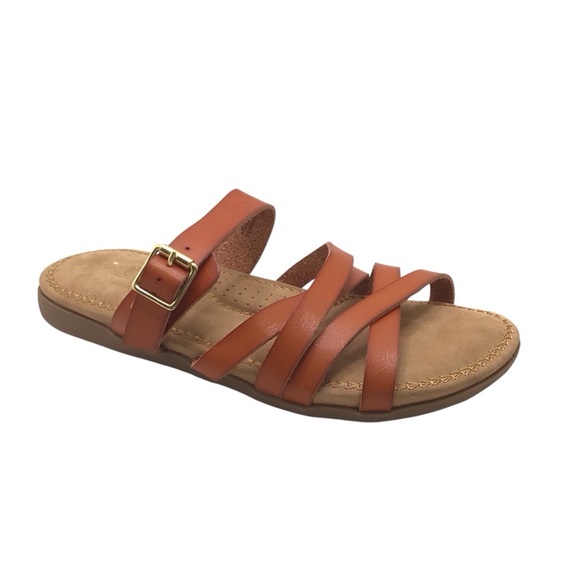 NWOB Cliffs By White Mountain Fenix Womens Brown Leather Strappy Flat Sandal 9M - Picture 2 of 11